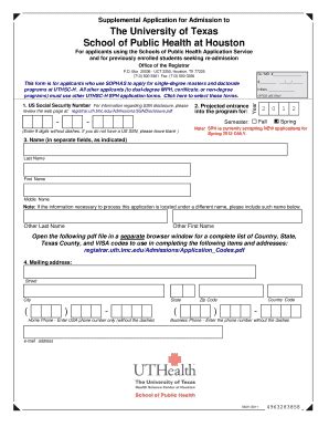 Fillable Online Secureweb Hsc Uth Tmc Supplemental Application For