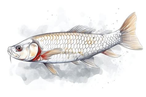 Premium Photo | Watercolor painting of a carp on a white background ...