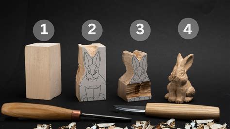 How To Carve Rabbit In 4 Easy Steps Wood Carving For Beginners YouTube