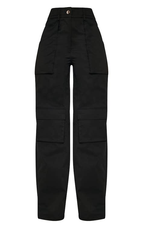 Black Twill Pocket Detail High Waist Cargo Pants Co Ords