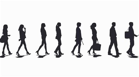 Diverse People Walking Silhouettes Side View Premium Ai Generated Vector