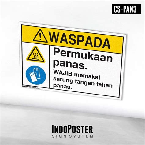 Jual Stiker Safety Sign Rambu K3 Ansi Waspada Permukaan Panas Wajib Sarung Tangan Shopee Indonesia