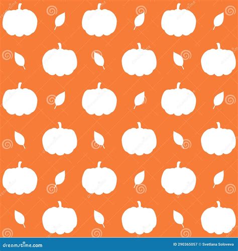 Vector Seamless Pattern Of Pumpkins And Leaves Stock Illustration