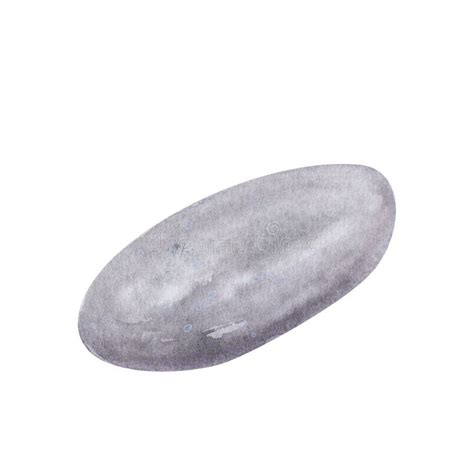 Grey Zen Stone Sea Pebbles Isolated On White Background Watercolor