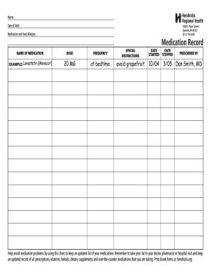 Medication Log Sheet Pdf Fill Online Printable Fillable Blank