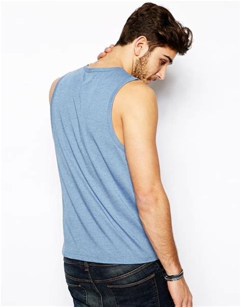 Asos Tank With Deep Scoop Neck In Blue For Men Bluemarl Lyst