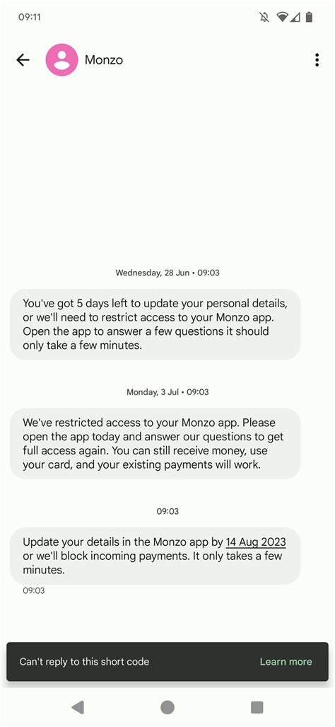 Receiving Texts To Update Personal Details Monzo Chat Monzo Community