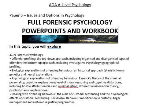 Complete Forensic Psychology Lessons A Level Aqa Ppts And Worksheets