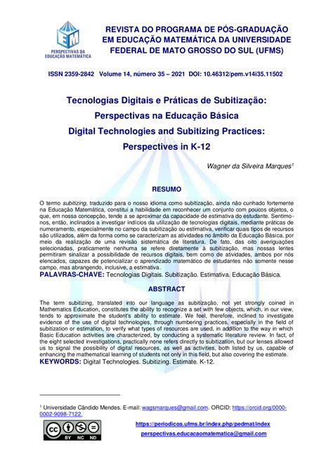 PDF Tecnologias Digitais e Práticas de Subitização Perspectivas na