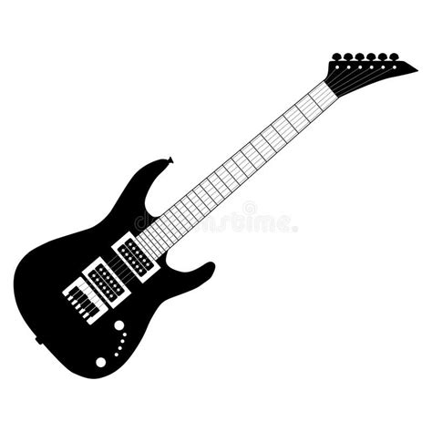 Electric Guitar Black Silhouette Of A Guitar On A White Background