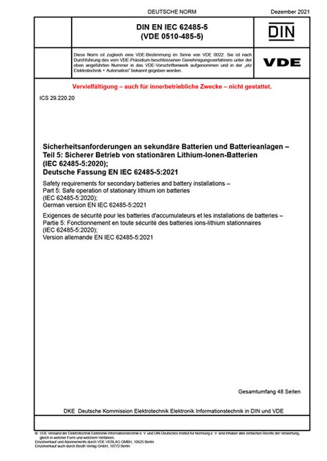 DIN EN IEC 62485 5 VDE 0510 485 5 2021 12 Normen VDE VERLAG