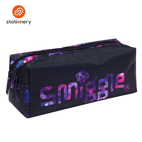 Smiggle Wonder World Twin Zip Pencil Case Black Mix Sm Stationery