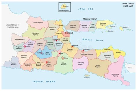 Jawa Tengah, Central Java Administrative and Political Vector Map ...