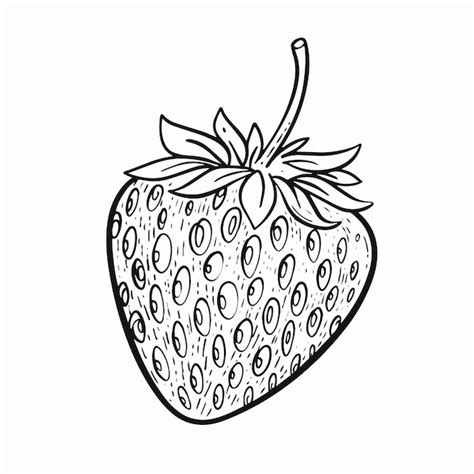 Premium Vector | A black and white drawing of a strawberry with a stem ...