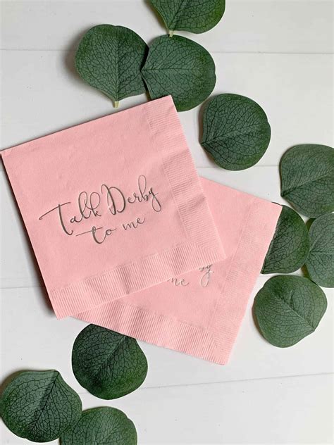 Talk Derby To Me Cocktail Napkins Pink With Silver EnFete