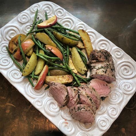 Sheet Pan Roasted Pork Tenderloin With Apples Potatoes And Green