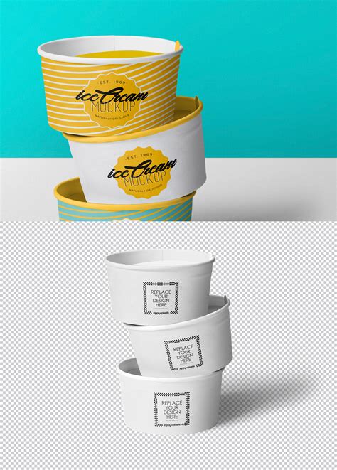 Ice Cream Paper Cups Packaging Mockup - Free Package Mockups