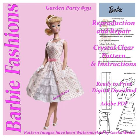 Barbie Garden Party 931 1962 Reproduction And Repair Sewing Pattern