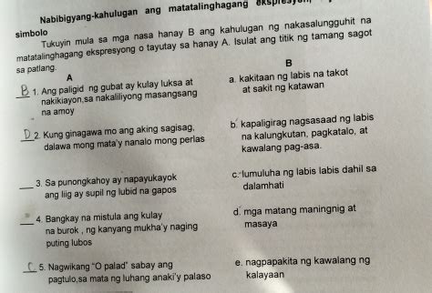 Solved Nabibigyang Kahulugan Ang Matatalinghagang Eksplusyu Simbolo