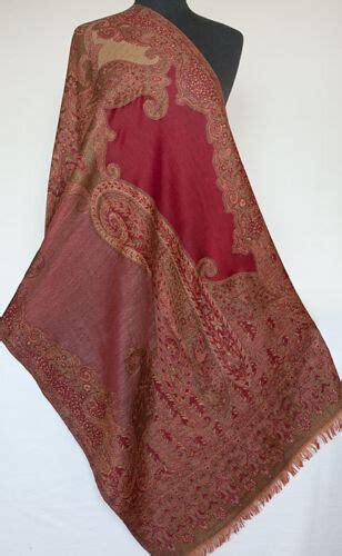 Create Some Drama Red Jamavar Wool Paisley Shawl Jamawar India