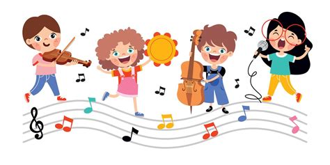 Funny Cartoon Kids Playing Music 13474331 Vector Art At Vecteezy