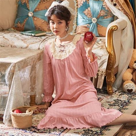 Billionm Size M 5xl Long Sleeve Nightgowns Women Elegant Tender Lace