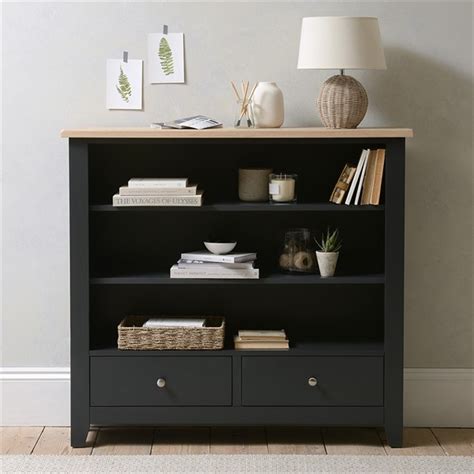 Chester Charcoal Medium Bookcase With Drawers The Cotswold Company