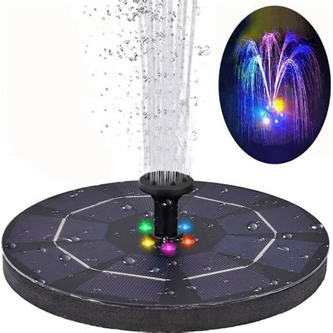 Fontaine solaire TRAHOO Pompe de 2 4W avec lumière LED et 5 buses