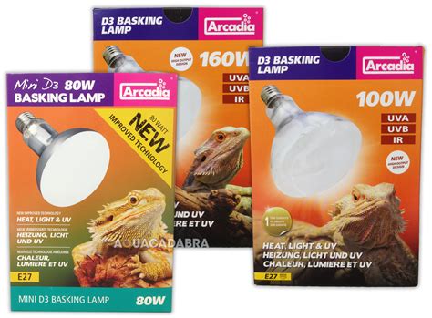 ARCADIA D3 REPTILE BASKING LAMP 80W 100W 160W GENERATION 2 HEAT LIGHT ...