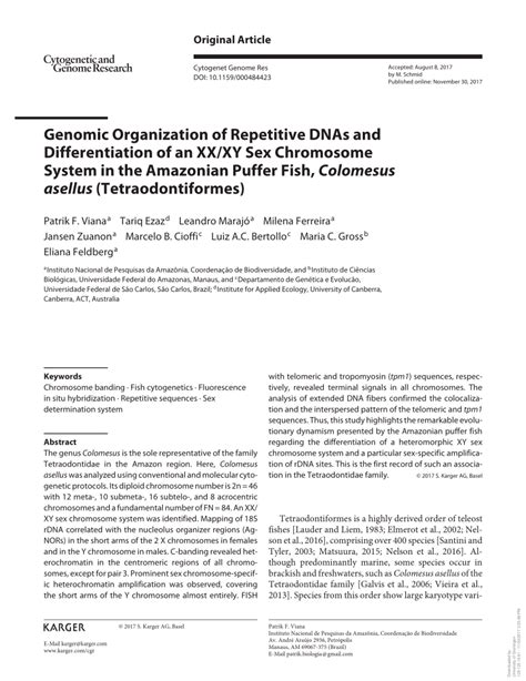 PDF Genomic Organization Of Repetitive DNAs And Differentiation Of An XX XY Sex Chromosome
