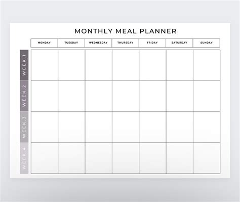 Monthly Meal Planner Grocery Listmeal Planning Templatemeal Prepmenu Plannermeal Planner