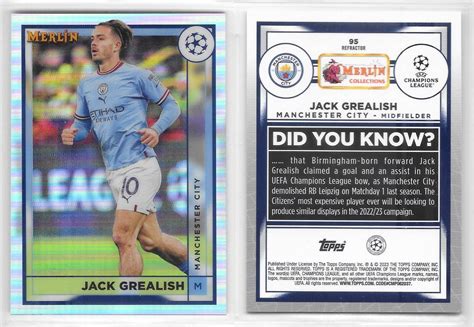 TOPPS MERLIN CHROME 2022 2023 JACK GREALISH MANCHESTER CITY REFRACTOR