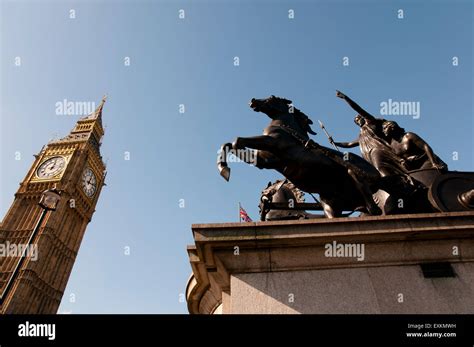 Statue of Boadicea & Big Ben - London Stock Photo - Alamy