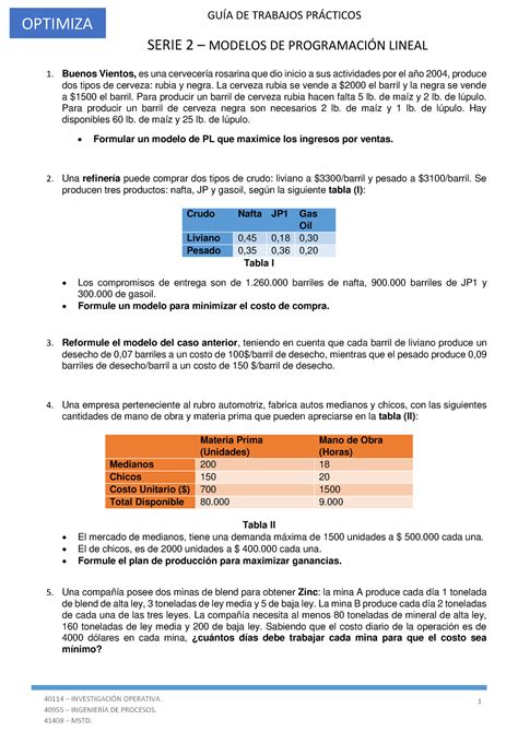 Trabajo Pr Ctico Gu A De Trabajos Prcticos Serie Modelos De