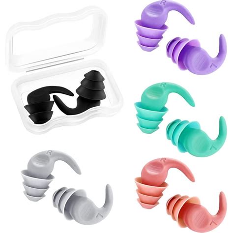 5 Pairs Sleeping Ear Plugs for Noise Reduction Silicone Reusable Ear Plugs for Noise Cancelling ...