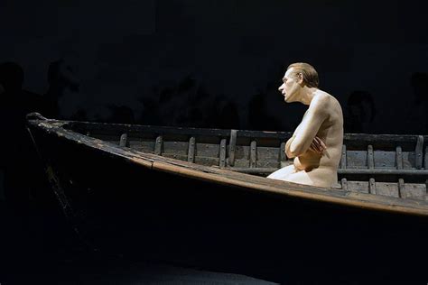 Ron Mueck S Realistic Sculptures Man In A Boat 2002 Depicts A One