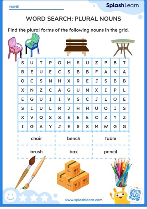 Word Search Plural Nouns Worksheet