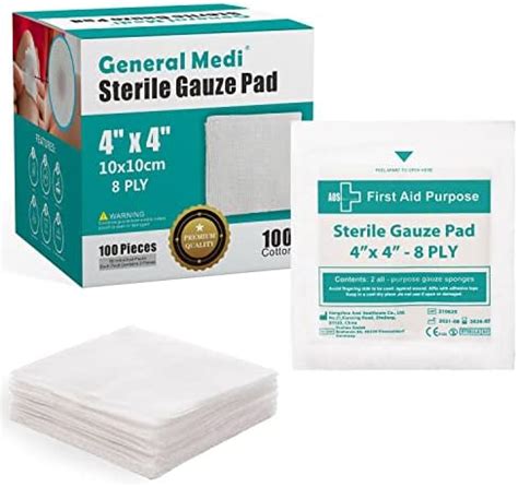 Amazon MED PRIDE 4 X4 Sterile Gauze Pads For Wound Dressing 100