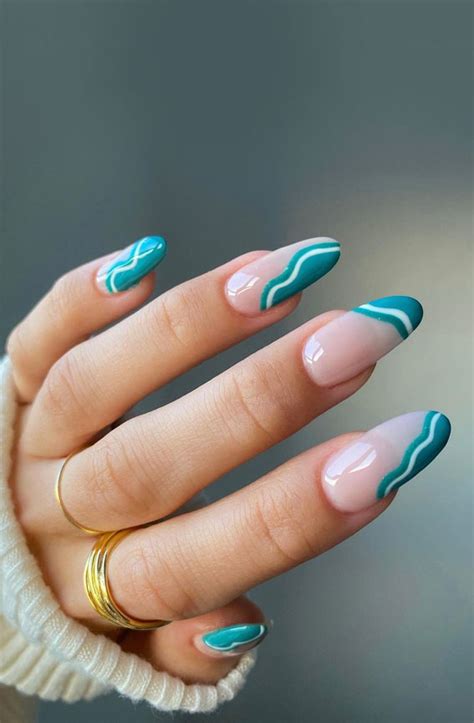 50 Eye Catching Nail Art Designs Blue Teal Ocean Waves