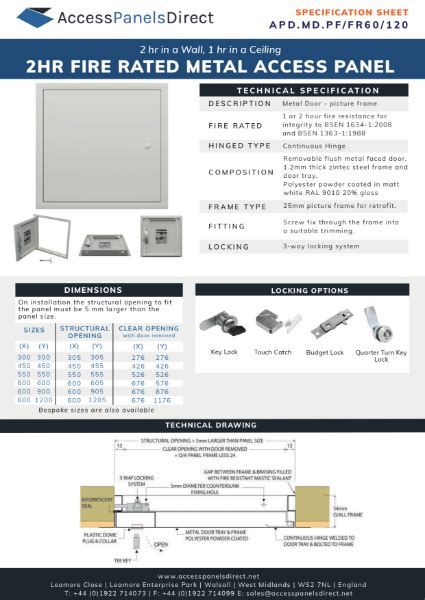 APD MD PF FR60 120 Datasheet Access Panels Direct NBS Source