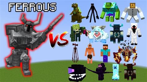 Ferrous Wroughtnaut Vs All Minecraft Bosses Mob Battle YouTube