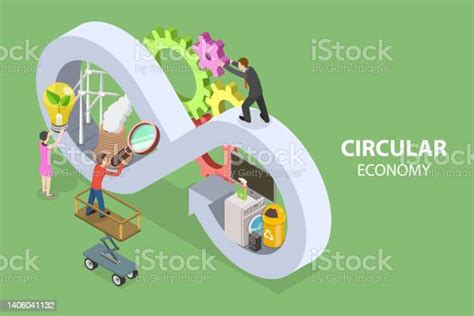 3d Isometric Flat Vector Conceptual Illustration Of Circular Economy Stock Illustration