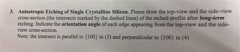 Anisotropic Etching Of Single Crystalline Silicon Chegg