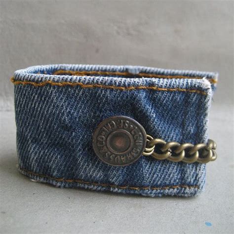 Denim Cuff Bracelet Upcycled Levi Bracelet Levis Jeans Etsy Denim