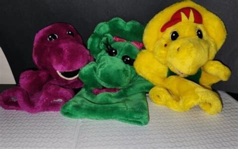 Vintage Barney Plush Hand Puppets Barney Bj Baby Bop Very Clean