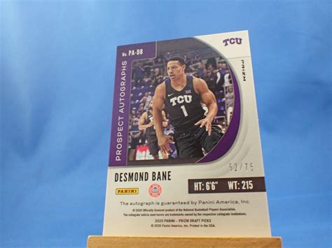 Desmond Bane Prizm Draft Picks Rc Rookie Prospect Autograph Blue