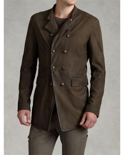 John Varvatos Double Breasted Goat Suede Coat In Brown For Men Lyst