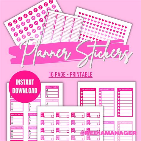 Cute Printable Planner Stickers Instant Digital Download For Daily