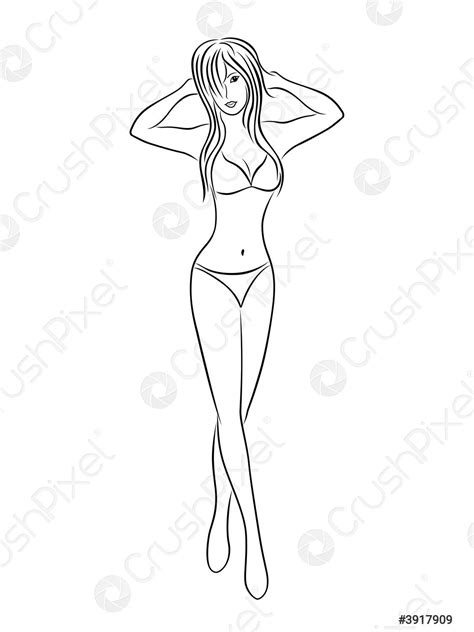 Mujer Delgada Joven En Bikini Vector De Stock Crushpixel