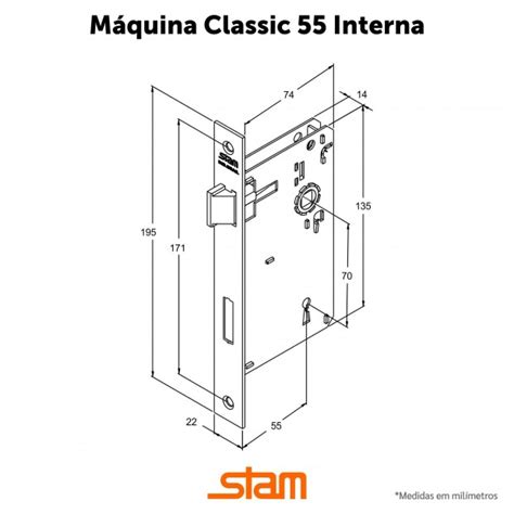 Fechadura Ix Broca Mm Roseta Quadrada Inox Polido Interna